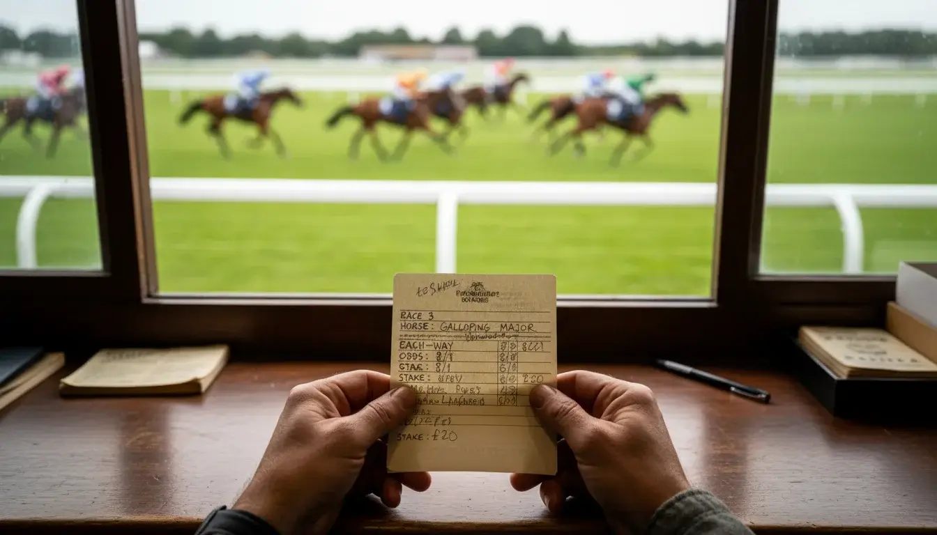 Wedformulier met each way optie naast paardenrace