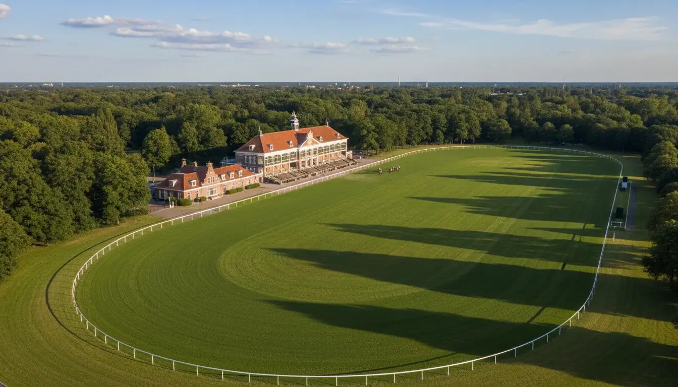 Renbaan Duindigt in Wassenaar met tribunes en grasbaan